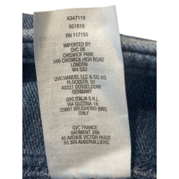 Belle Kim Gravel Medium Wash Denim Crop Jeans Orange Embroidery Size 16 - Picture 7 of 16